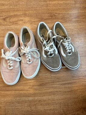 Vans Old Skool Suede Pair in Pale Pink & Taupe